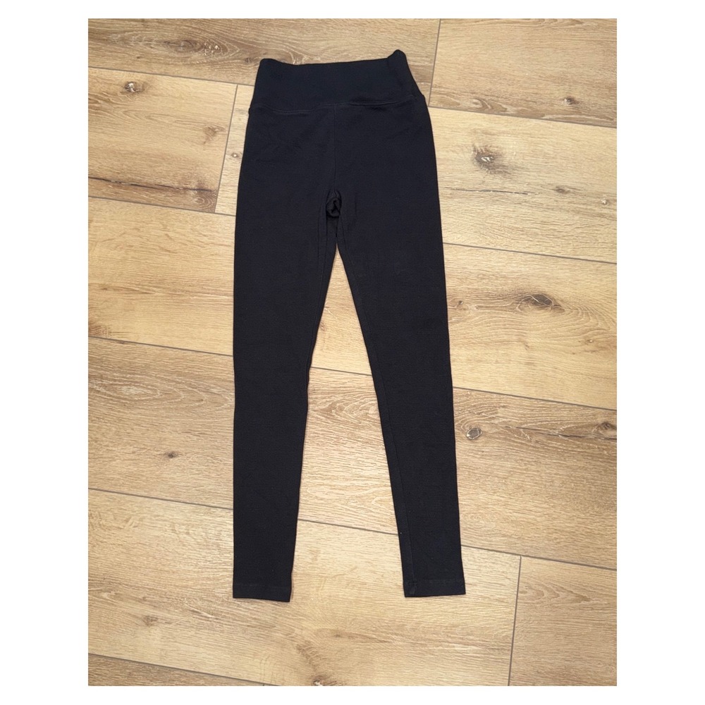 Forever 21 Womens High Waisted Leggings Solid Black Stretch Knit Pants Small